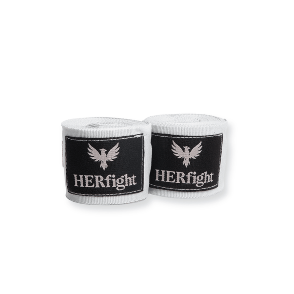 HERfight boxing hand wraps, close-up of the velcro closure