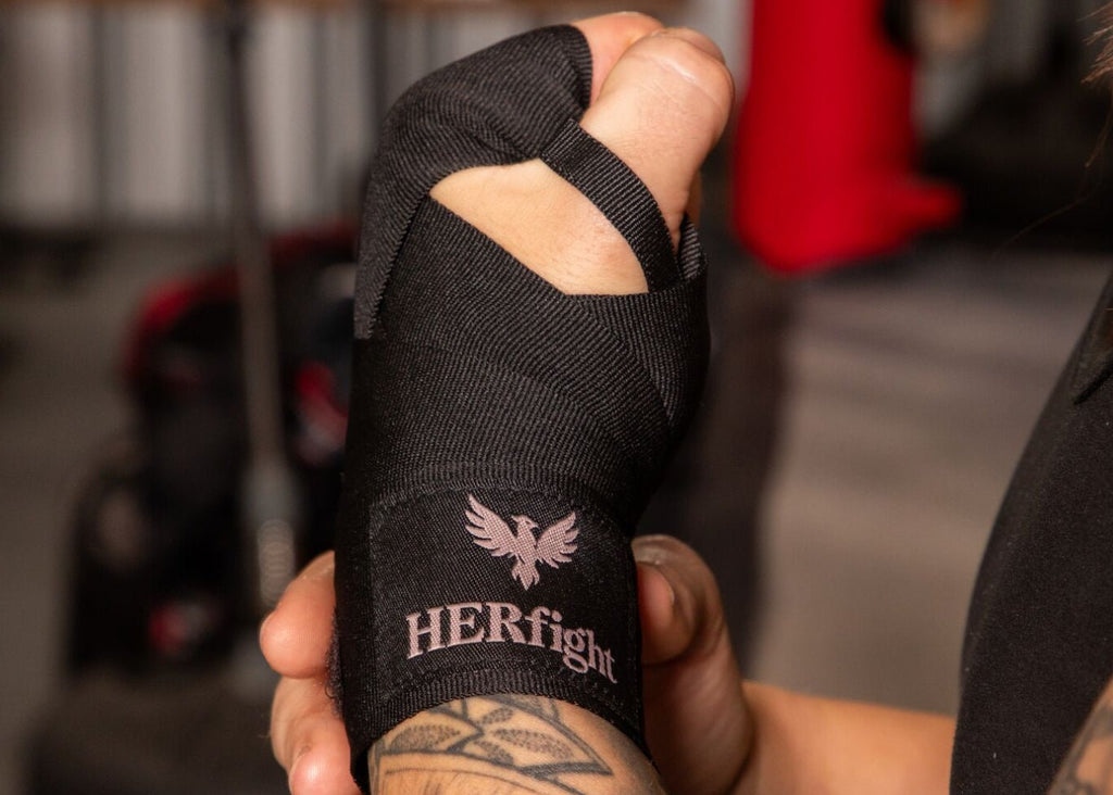 HERsupport boxing hand wraps for women, 3.1m and 3.5m lengths, with thumb loop